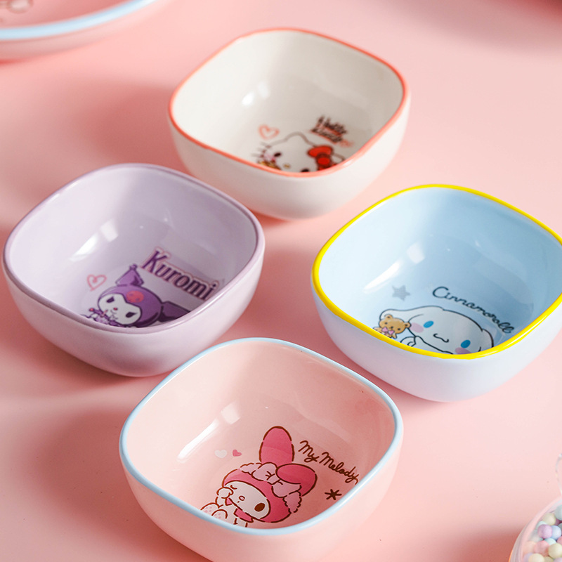 Sanrio flavor plates, Hello Kitty children's plates, Snacks, fruits, Little Butterfly dipping sauce plates, cute tableware, new complementary food products