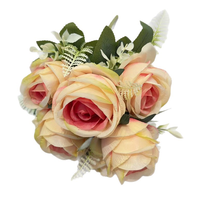 4公分玫瑰花头/玫瑰/花杆/竹木/电镀玫瑰花白底实物图