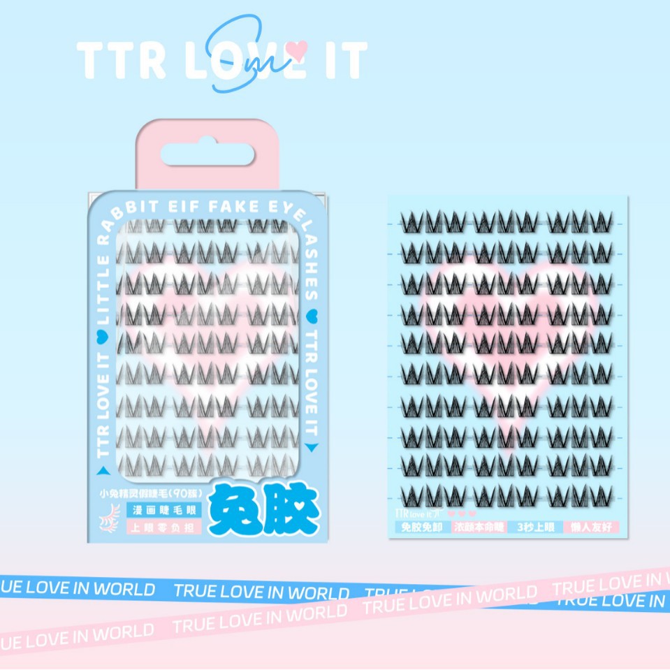 TTR Three-second Heartbeat Rabbit glue false eyelashes, Lady's simulated curly eyelashes, Lazy fish tail, Pure Desire Cat comic eye eyelashes Specification image