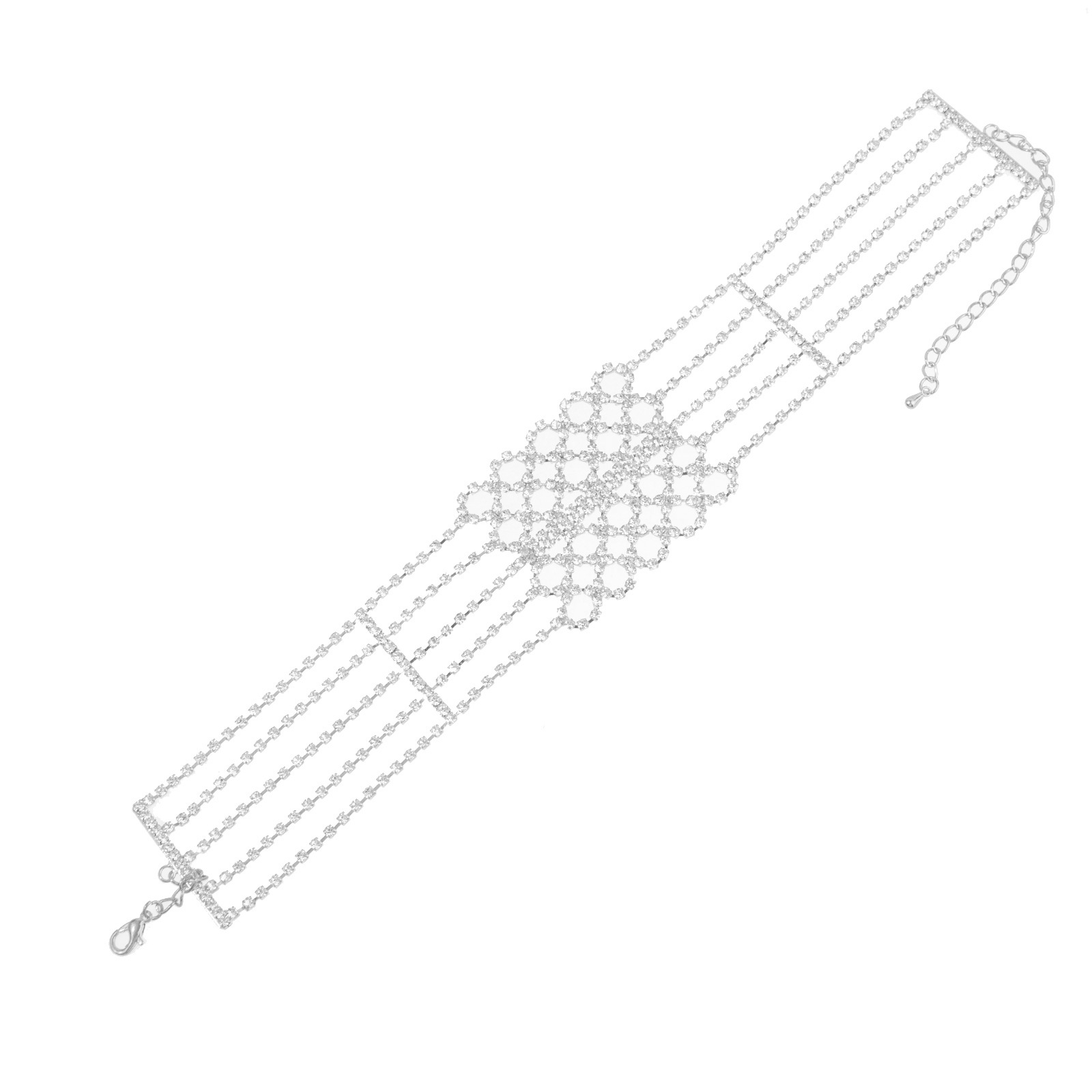 Retro hollowed-out necklaces with rhinestones, cross-border best-selling necklaces, exaggerated stage catwalk necklace accessories manufacturer supply Item Picture