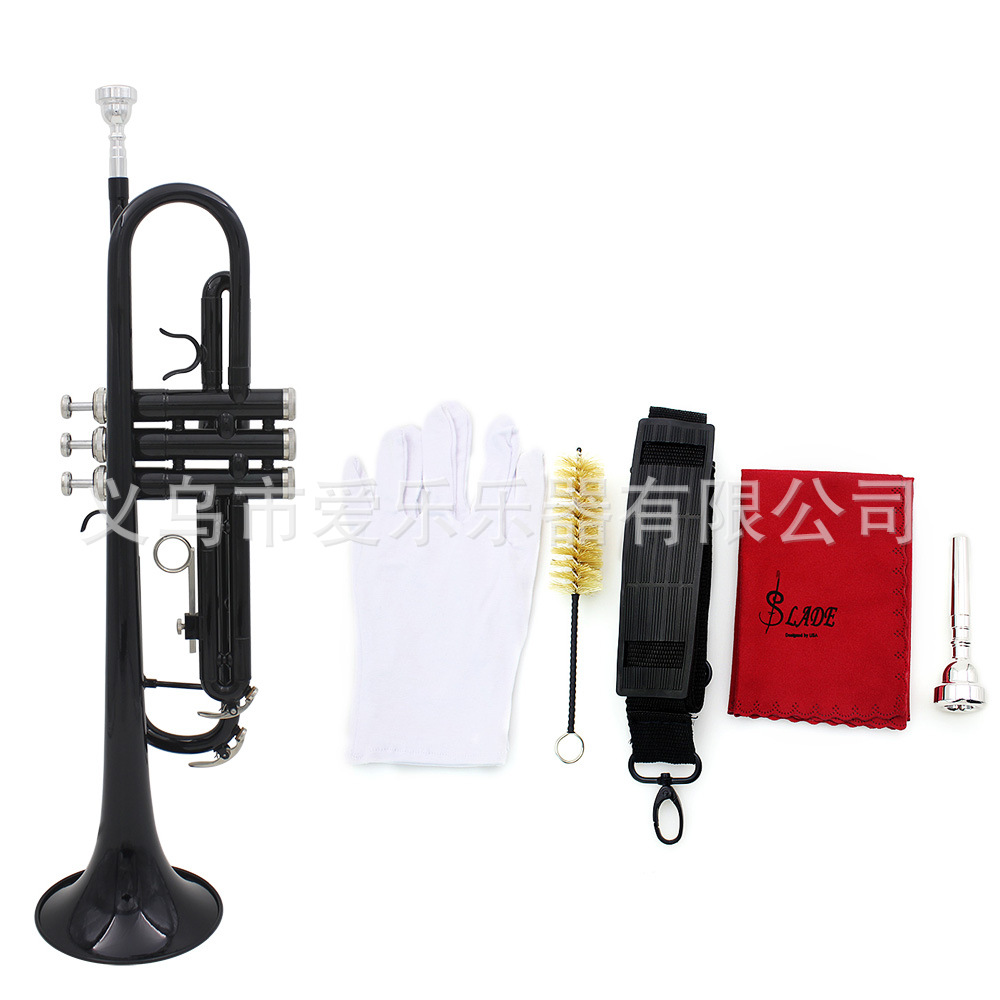 Original manufacturer's black trumpet set for children, students and adults to play the Western instrument Trumpets Item Picture