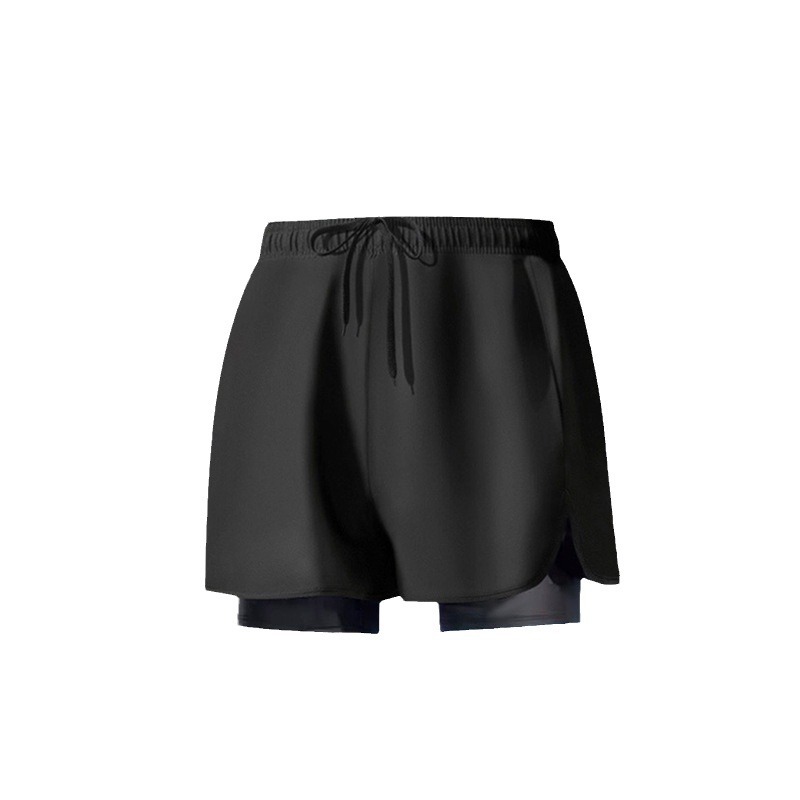 New men's anti-embarrassment quick-drying large-size flat-angle swimsuit running sports professional men's double-layer swimming pants -YK95001 Item Picture