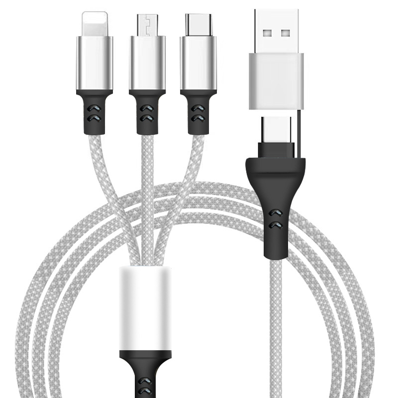 The new PD two-drag three-braided data cable is fully compatible with 100W/PD27W super fast charging and is suitable for iPhone 15 phones Item Picture