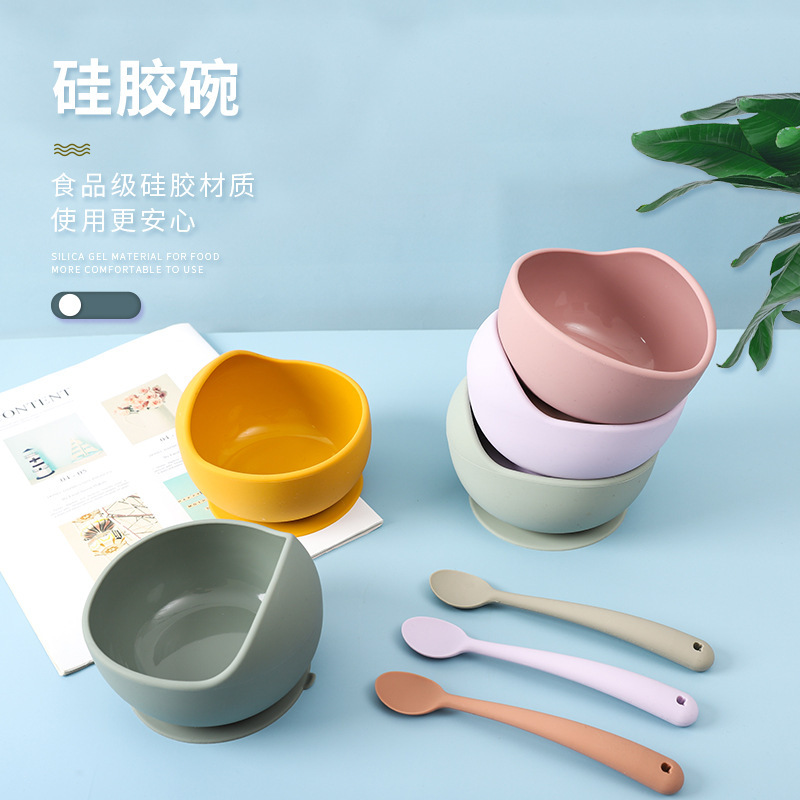 跨境ins宝宝专用食品级硅胶辅食碗儿童训练餐具带吸盘防滑防摔碗详情图1