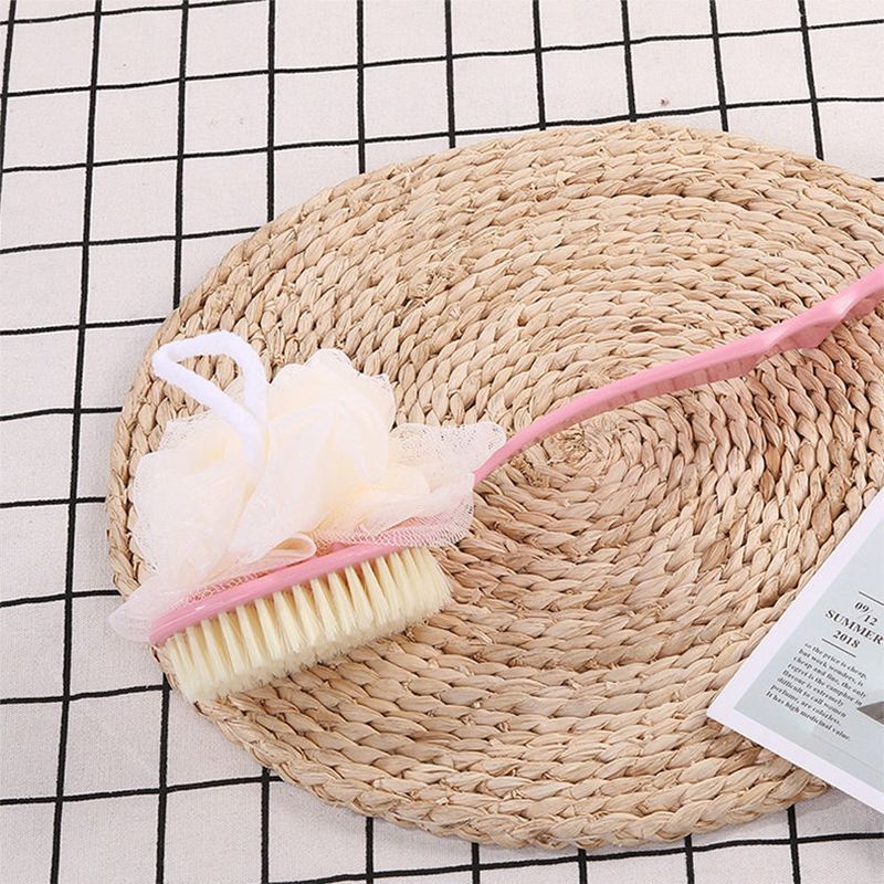 Bath massage brush, bathing wonder, soft-bristled back scrubbing two-in-one, bath ball brush, double-sided bath flower bathing brush Specification image