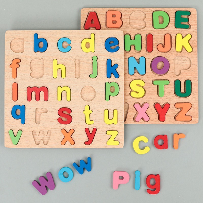 Wooden digital letter shape recognition matching puzzle board, educational early childhood toys, digital building blocks Specification image