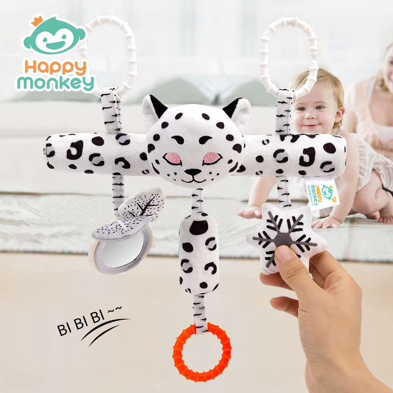 Happy monkey Visual Black and White Baby lathe crossbar hanger with wind chime tube sound paper mirror BB call manufacturer Application Scenario