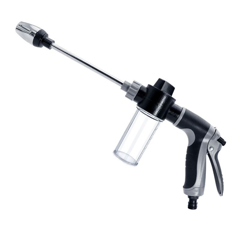 厂家批发T8加长杆多功能泡沫壶洗车高压水枪家用包胶强力高压水枪白底实物图