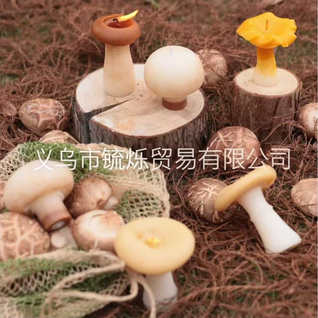 Campo viento velas perfumadas setas forma velas simulación hongos champiñones matsutake atmósfera sentido objetos objetos de foto Application Scenario