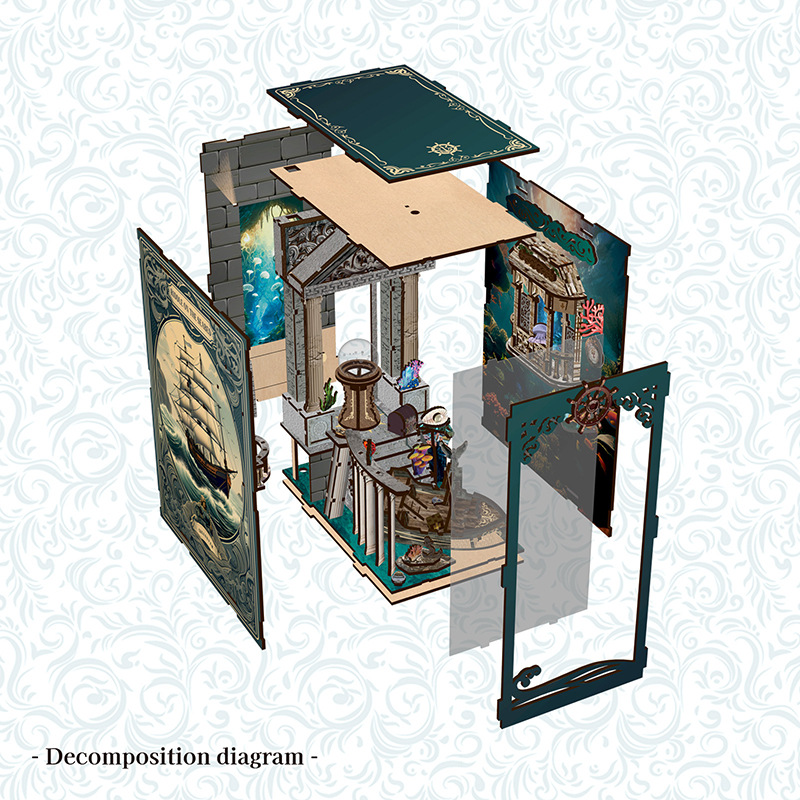 New Yue Underwater Mystery Shadow diy Bookstand House Creative Handcrafted Assembly Architectural Model 3d Stereoscopic Puzzle Bookstand Specification image