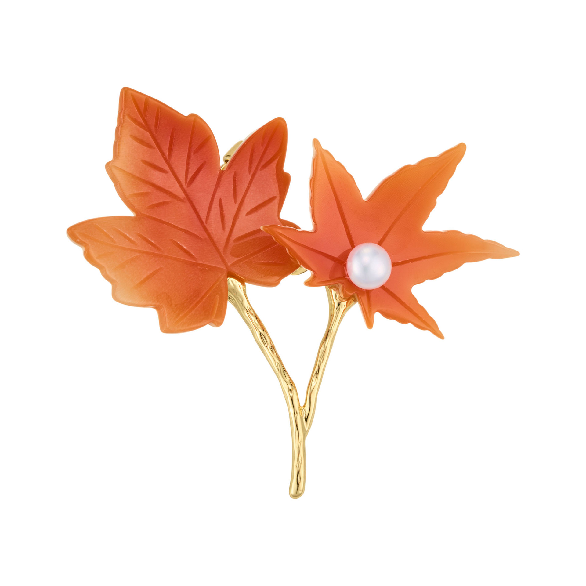 The original factory's mother-of-pearl maple leaf brooch, copper alloy, real gold electroplated, freshwater pearl, high-end brooch, elegant clothing and accessories Item Picture