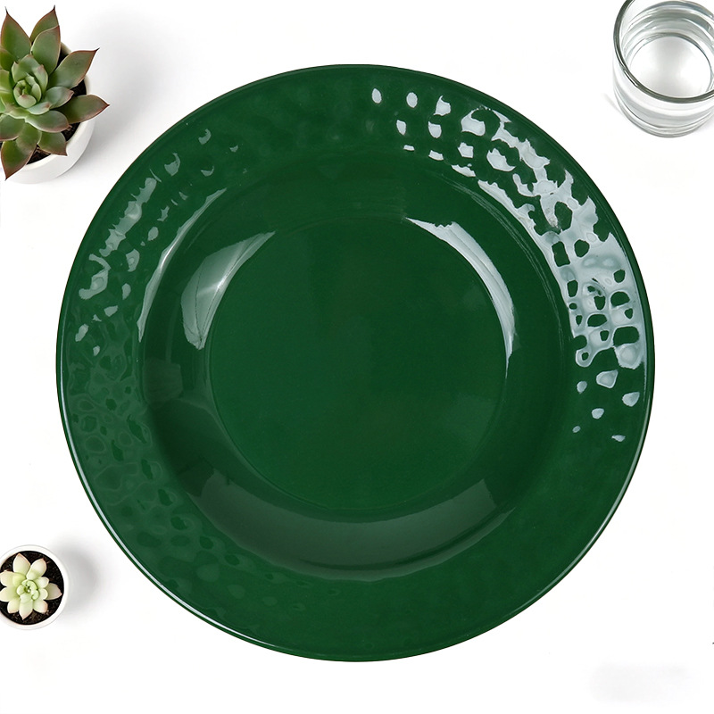 Foreign trade imitation porcelain round plates, fruit plates, vegetable plates, saucers, Western plates, commercial steak plates, pasta plates, home breakfast plates Specification drawing