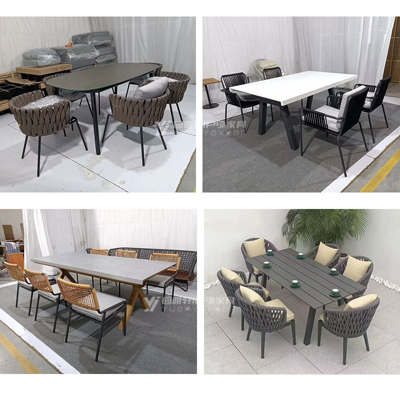 北欧户外桌椅组合庭院露天休闲阳台藤椅三件套室外咖啡厅藤编桌椅细节图