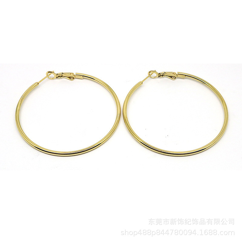 外贸欧美时尚316不锈钢耳环圆线大圈圈虾公扣耳饰品套装现货批发白底实物图