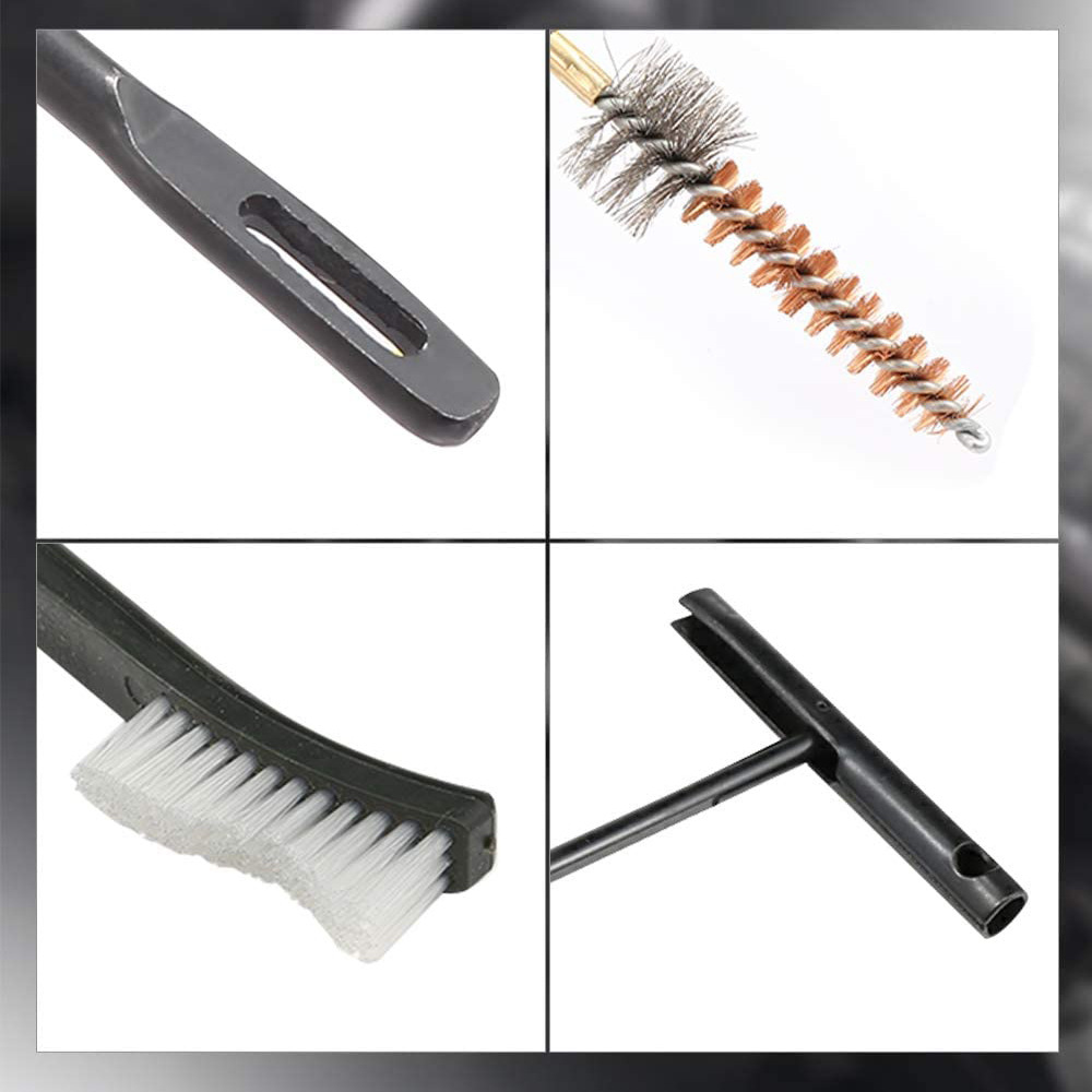Jujian Cross-border Outdoor Gun Barrel Brush Set, Gun Pipe Cleaning Phosphor Bronze Brush, Military Green Cloth Bag Gun Cleaning Tool Kit Specification drawing
