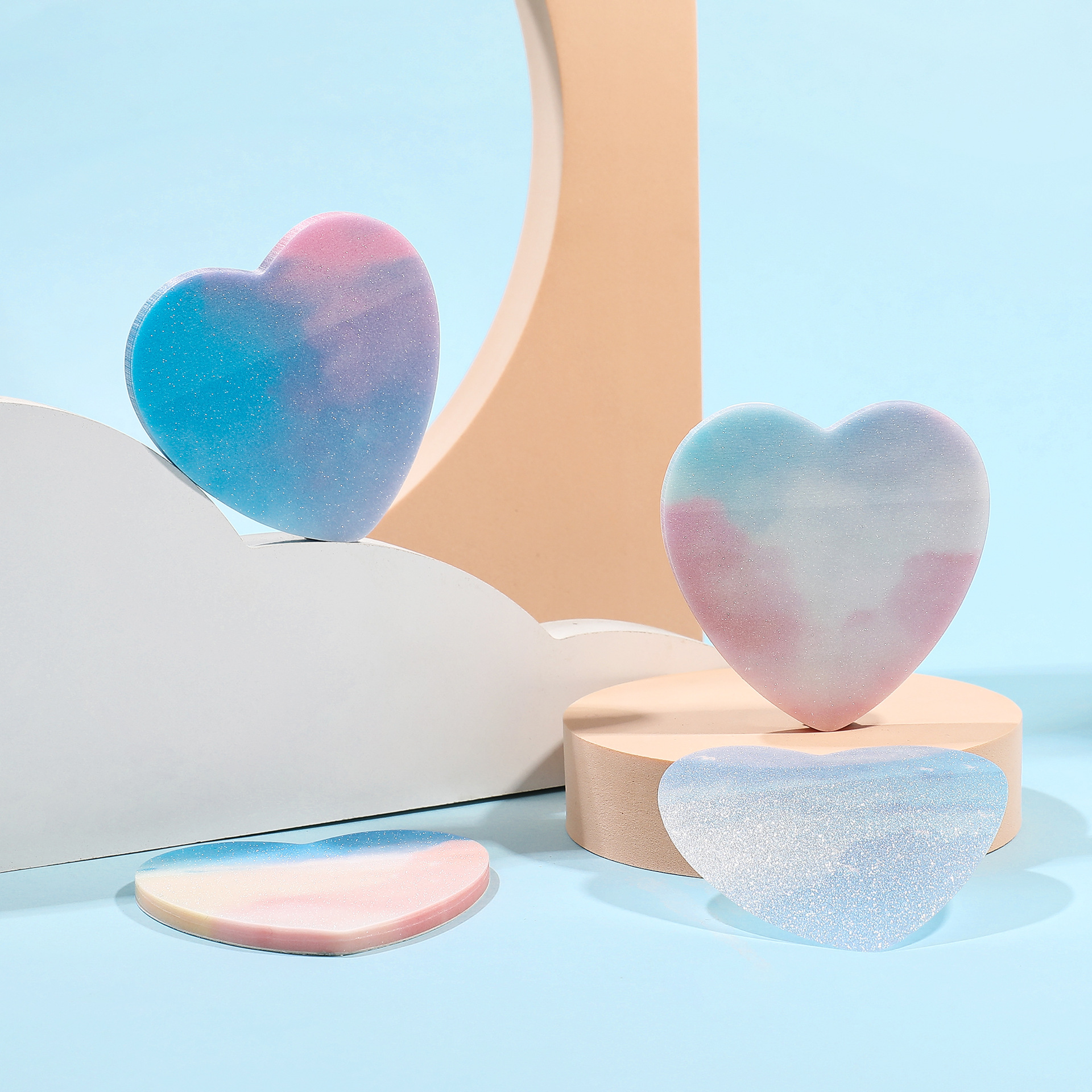 Pioneer 8718 Sticky Notes, heart-shaped, frosted, iriered and cute cartoon, 50 pages, n times, strong stickiness, suitable for students details Picture