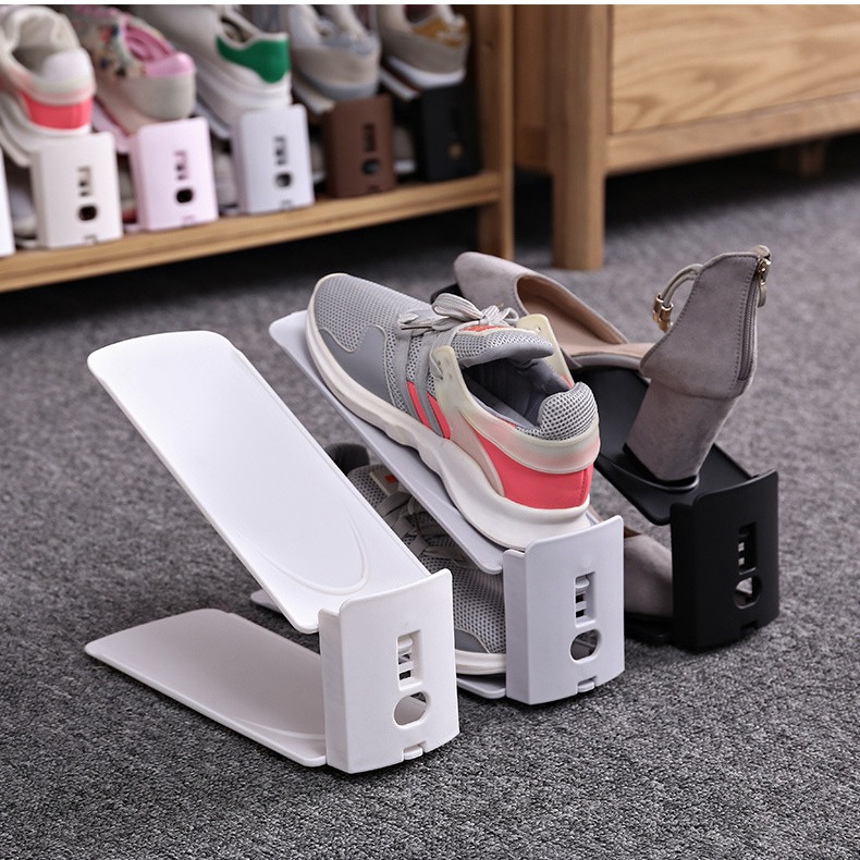 Plastic shoe rack and shoe support, adjustable one-piece double-layer simple solid-color shoe storage rack, dormitory storage, movable Plastic shoe rack and shoe support, adjustable one-piece double-layer simple solid-color shoe storage rack, dormitory storage, movable