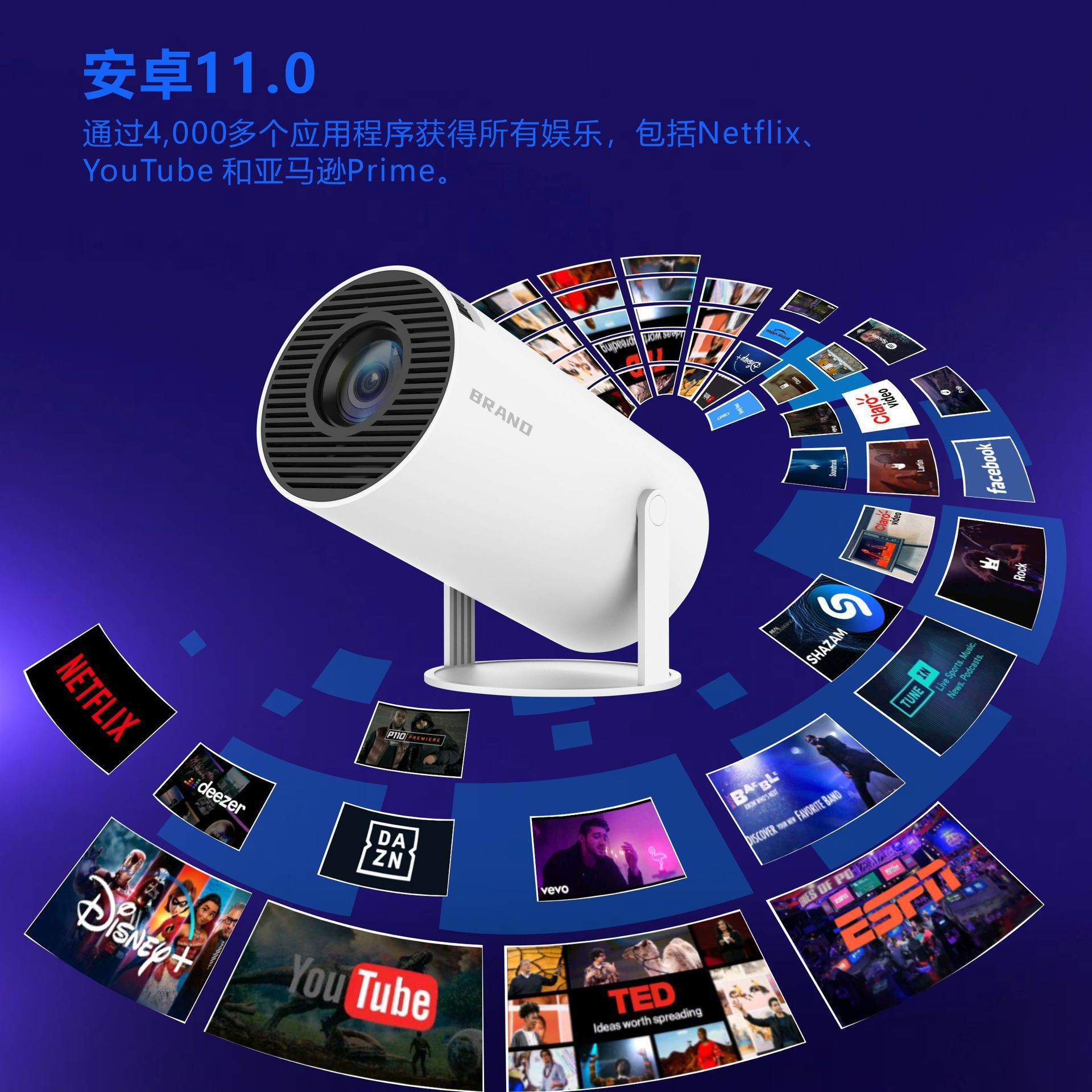 The cross-border bestseller HY300 projector is a home mini portable high-definition projector that supports wireless screen mirroring details Picture