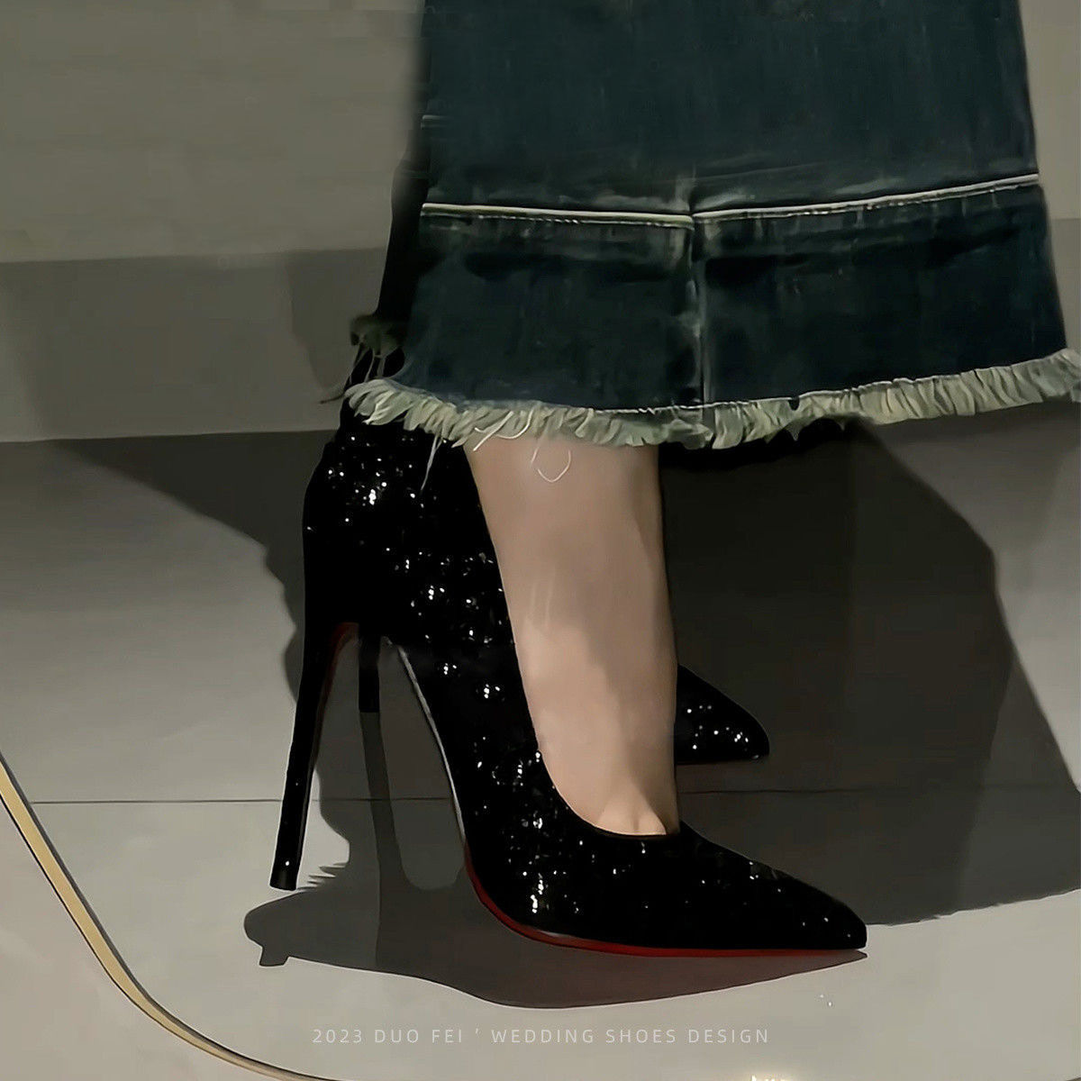 新款黑色红底高跟鞋2025新款御姐风细跟外穿单鞋久站不累脚工作鞋