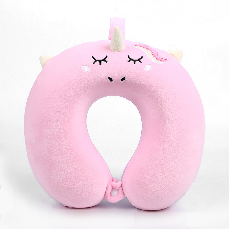 Customized cartoon animal U-shaped pillow, unicorn cartoon animal memory foam PP cotton foam particle neck pillow, customized travel pillow Item Picture