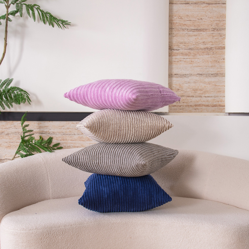 Amazon cross-border solid color simple corduroy pillowcase, living room sofa cushion cover, model room decorative pillow cover Specification image