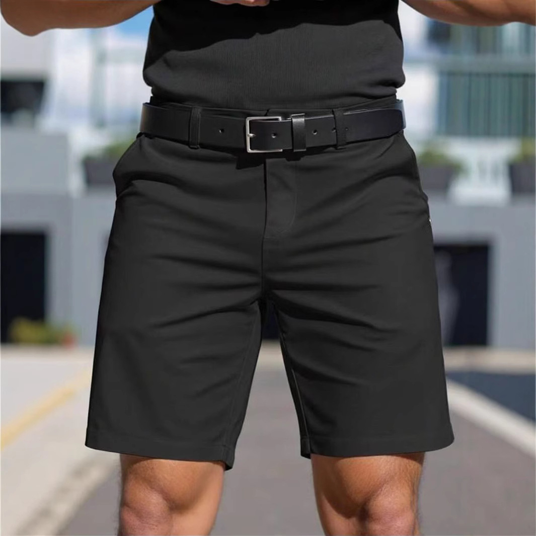 2026 Cross-border Men's solid color Shorts, men's business golf sports 5-point mini dress pants details Picture