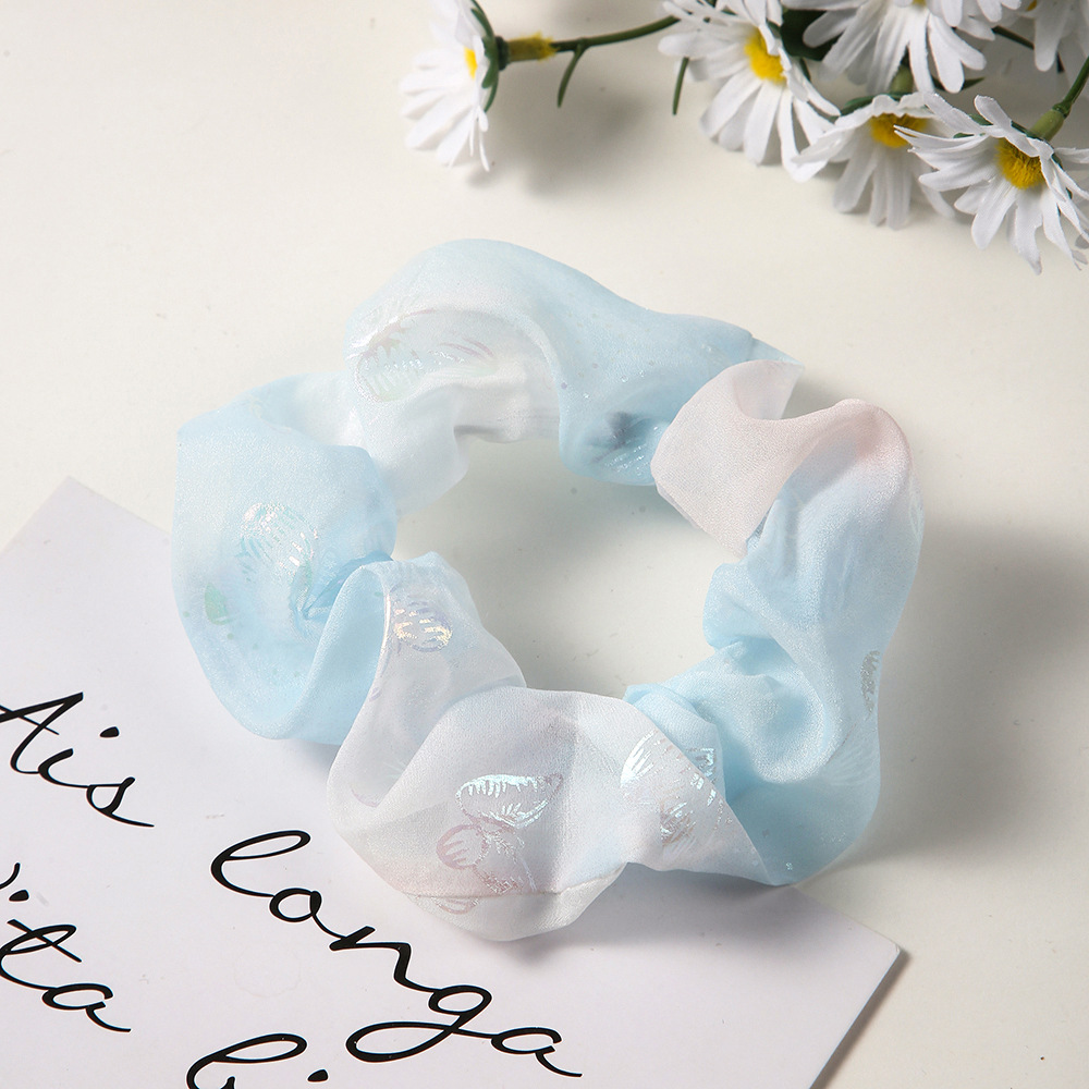 Summer gauze gradient large intestine hair band, ins style butterfly print hair band, sweet and elegant bun hair accessory wholesale details Picture