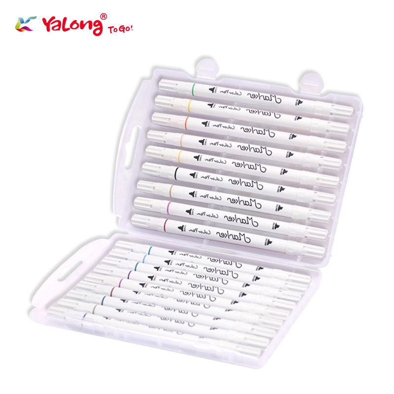 Yalong's new colored drawing pens 12/18/24-color set of double-pointed art student and children's watercolor pens and markers Specification image