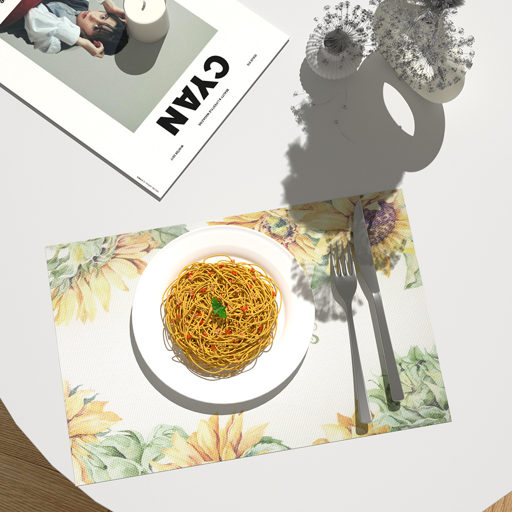 批发PVC西餐垫防滑隔热餐桌垫长方形 印花特斯林餐垫 酒店餐厅塑