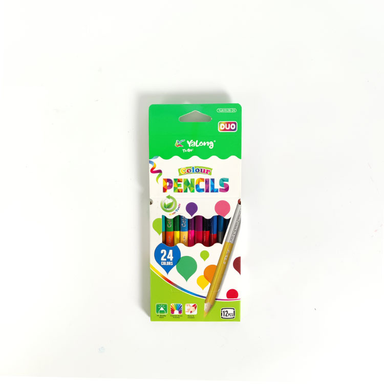 Yalong Cross-border offers 24-color double-headed pointed triangular design colored pencils, which are suitable for students' drawing details Picture