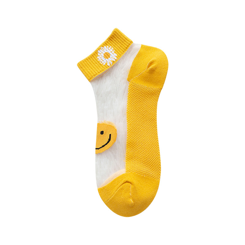 Women's short socks, summer pure cotton, summer ultra-thin invisible crystal socks, internet-famous Daisy silk socks, Instagram trend Application Scenario