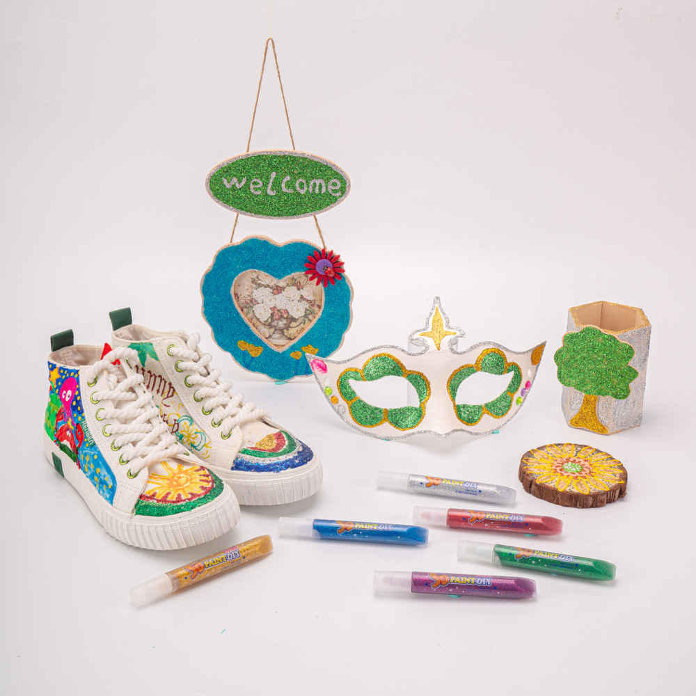 Glitter glue paintbrush, Golden onion 3D graffiti, children's DIY handicraft art, embellishment, coloring, hand-painted, laser wholesale Specification image