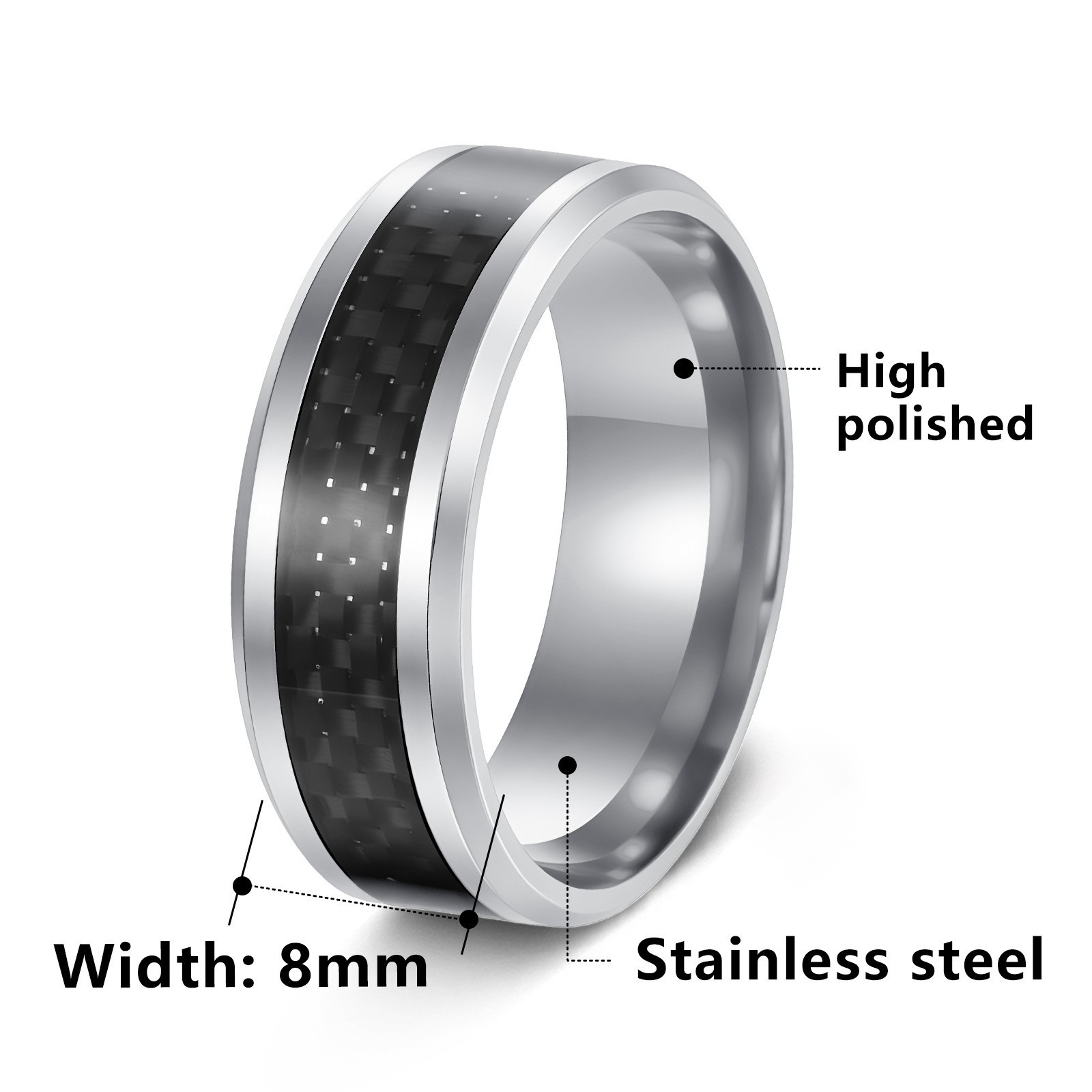 Cross-border supply of fashionable and personalized carbon fiber titanium steel rings, simple stainless steel seal rings and accessories from Europe and America Application Scenario