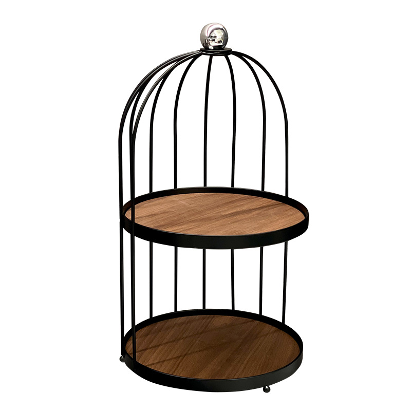 Light luxury Chinese-style dressing table, double-layer storage rack, desktop cosmetics, perfumes, aromatherapy, jewelry, birdcage storage rack Item Picture