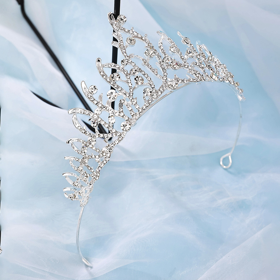 New diamond and silver princess headwear from Europe and America, grand and luxurious wedding dress, super glittering crystal bridal hairpin Specification image