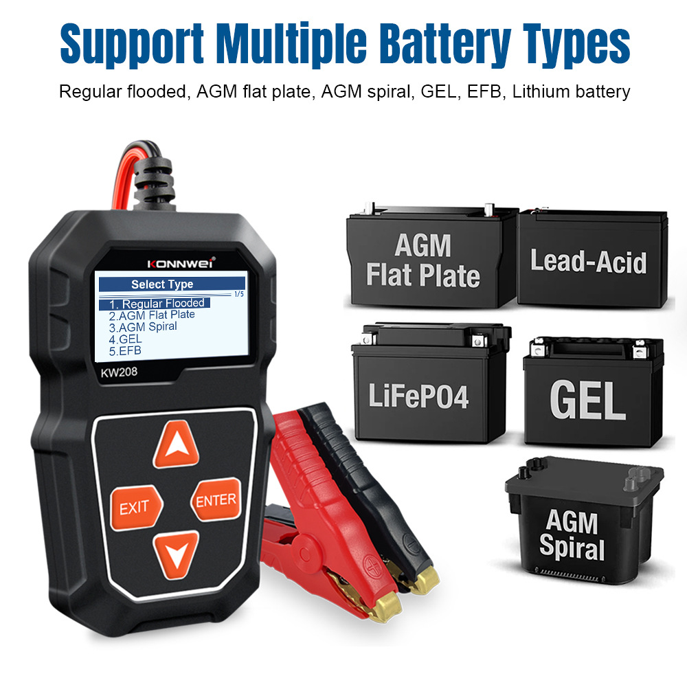 KW208 battery analyzer battery tester for Automobiles and Motorcycles details Picture