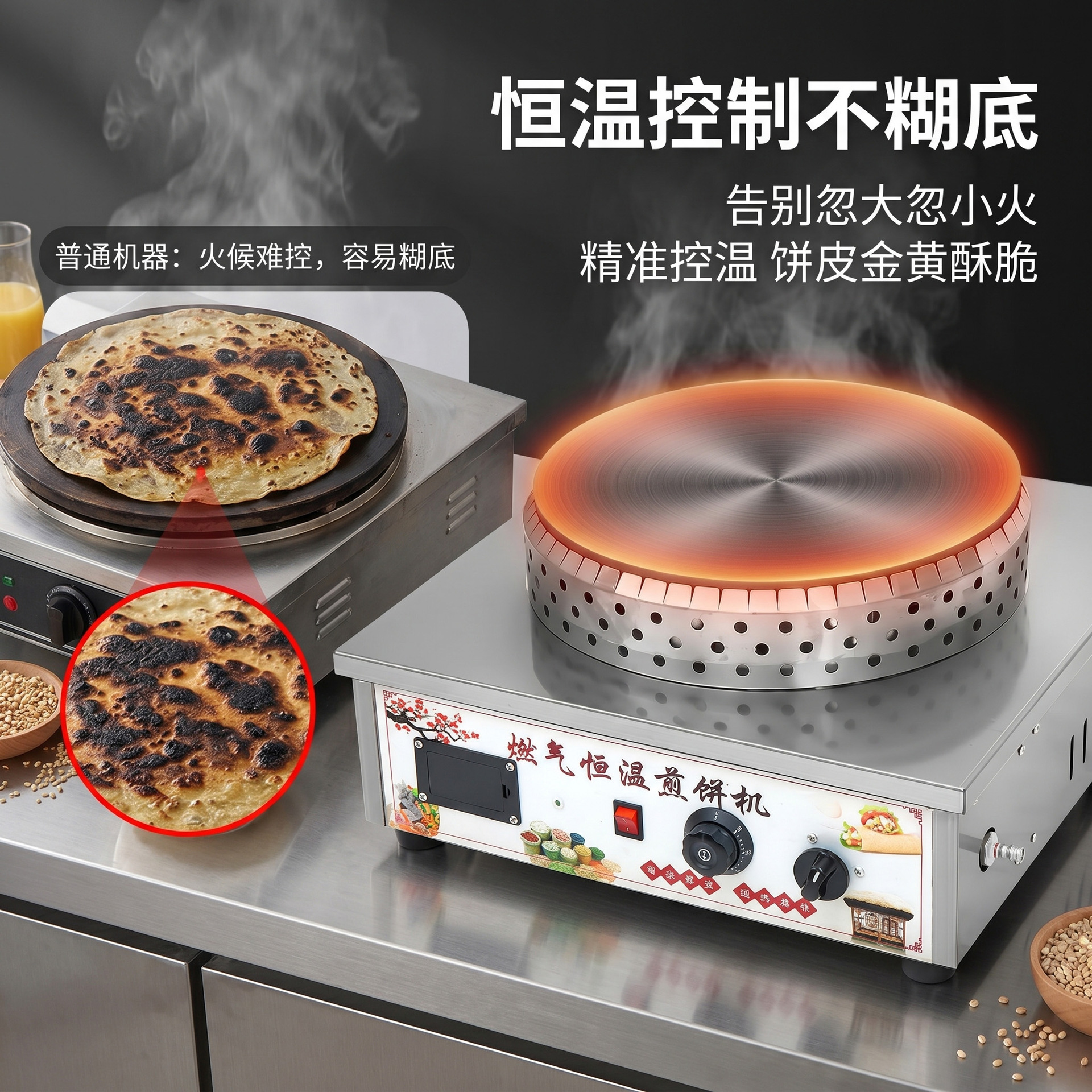 Direct sales from the manufacturer of commercial gas pancake machines, constant-temperature multigrain pancake grills, and night market pancake and fruit grills Application Scenario