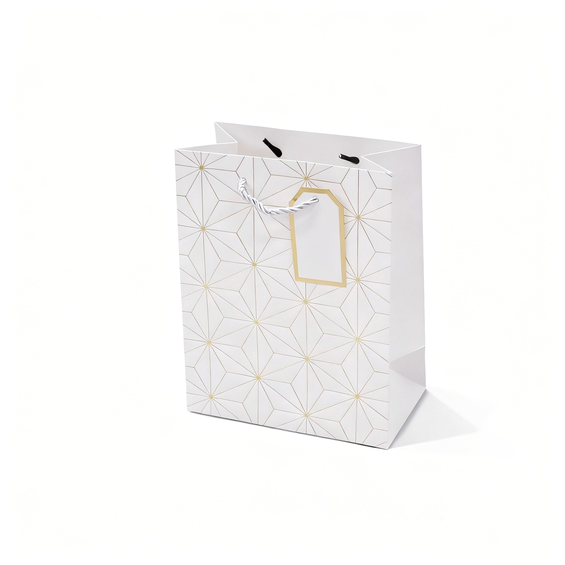 High-end souvenir packaging box with red, black, white and blue geometric patterns and golden decorative gift box packaging Application Scenario
