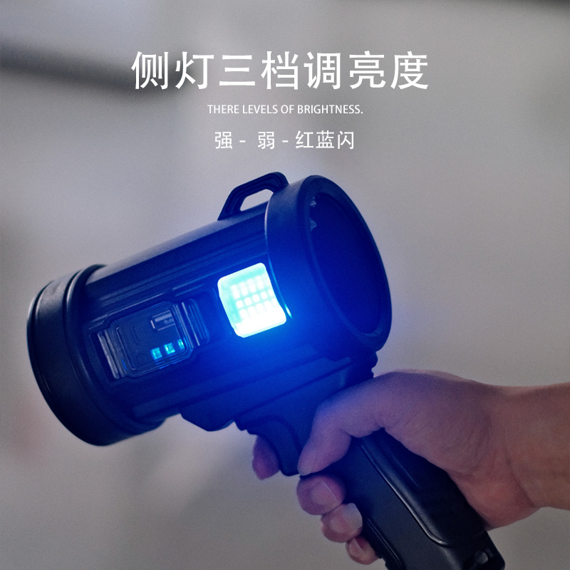 Cross-border searchlight, solar USB charging, hand-held LED multi-source power display, long-range strong light flashlight Application Scenario