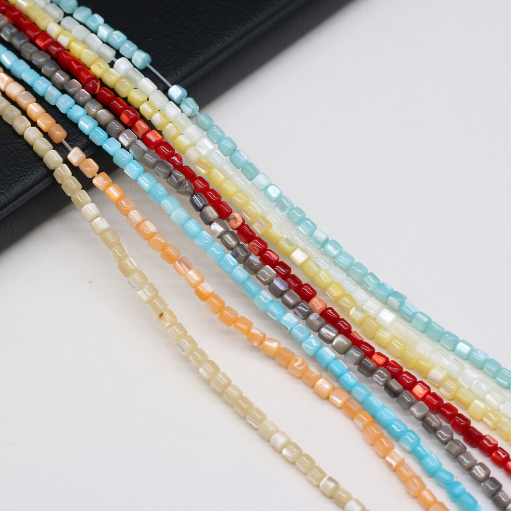 diy beaded jewelry materials, loose beaded bracelet accessories, handcrafted colorful natural freshwater shells, crushed stones, square Item Picture