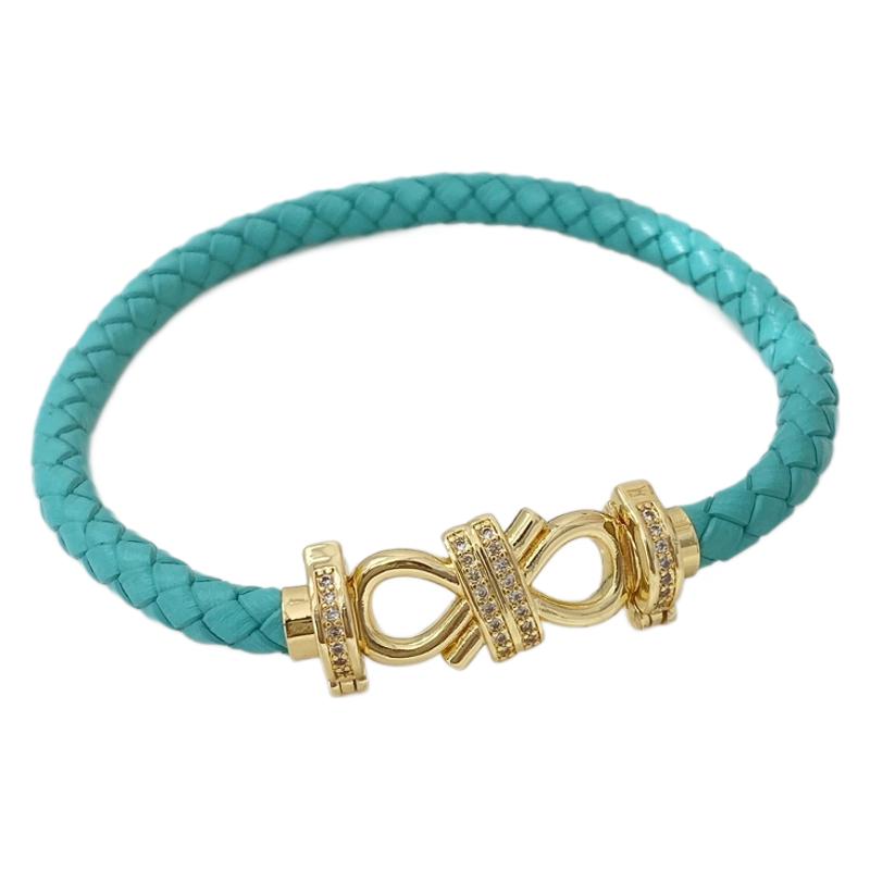 Cross-border fashion, individuality, punk style, classic infinite symbol accessory, copper gold-plated hand-woven leather bracelet Item Picture