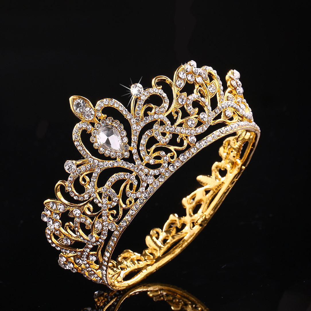 European and American bestsellers, noble full-diamond round small crown, party bride headwear, wedding headband, hair accessory king