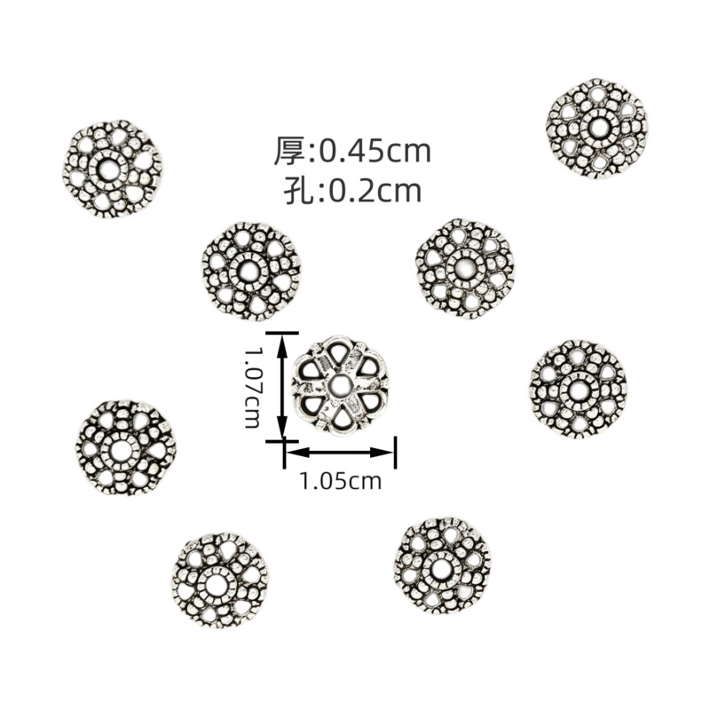 Multi-shaped retro flower tray beads, zinc alloy carved accessories, ancient-style DIY handcrafted bracelet spacers in stock at the factory Item Picture