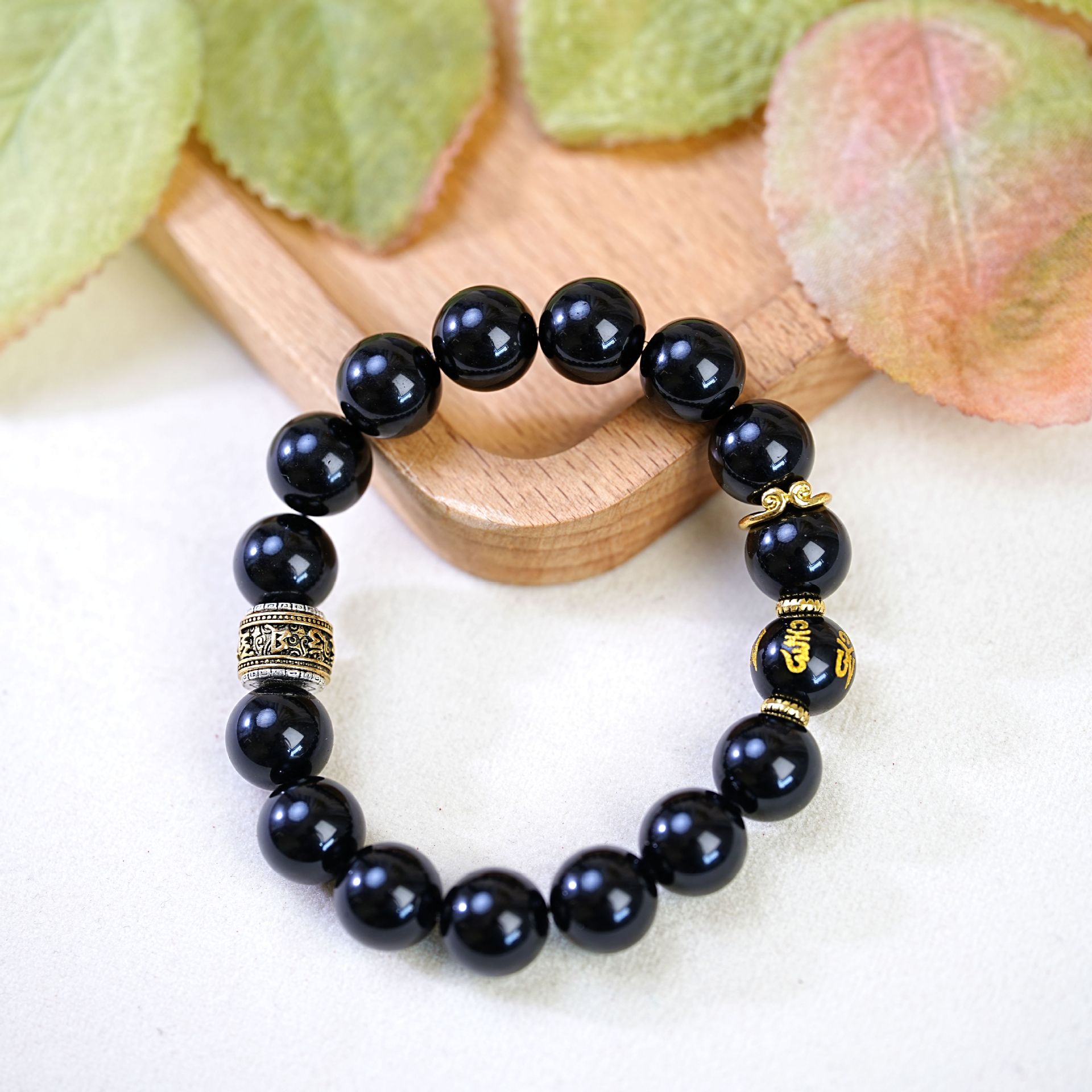 Nuevo chino cuentas obsidiana brazalete cuentas mujer vintage moda bronces cuentas de buda cordones de mano accesorios Application Scenario
