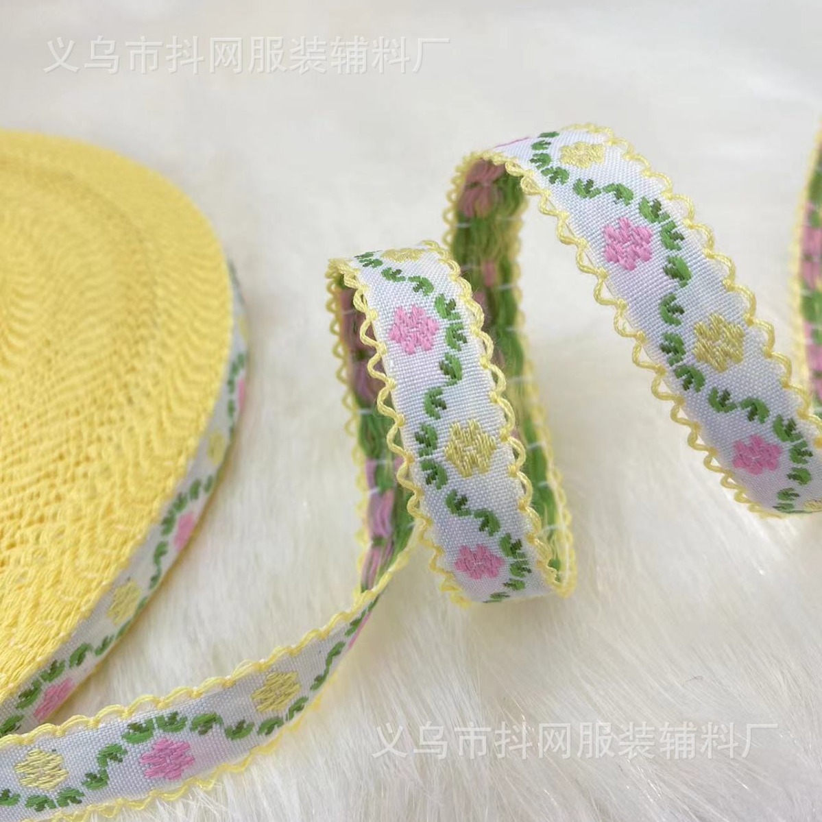 1.3 cm black fungus edge, fashionable striped ethnic style woven ribbon, hair accessory, headwear, border strap, performance costume accessories Specification image