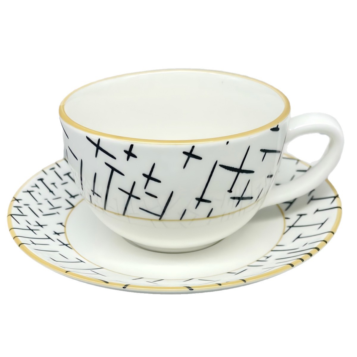 New Chinese-style blue and white porcelain coffee cups and saucers, gilded retro ceramic cups, special cups for afternoon tea in hotels and restaurants Item Picture