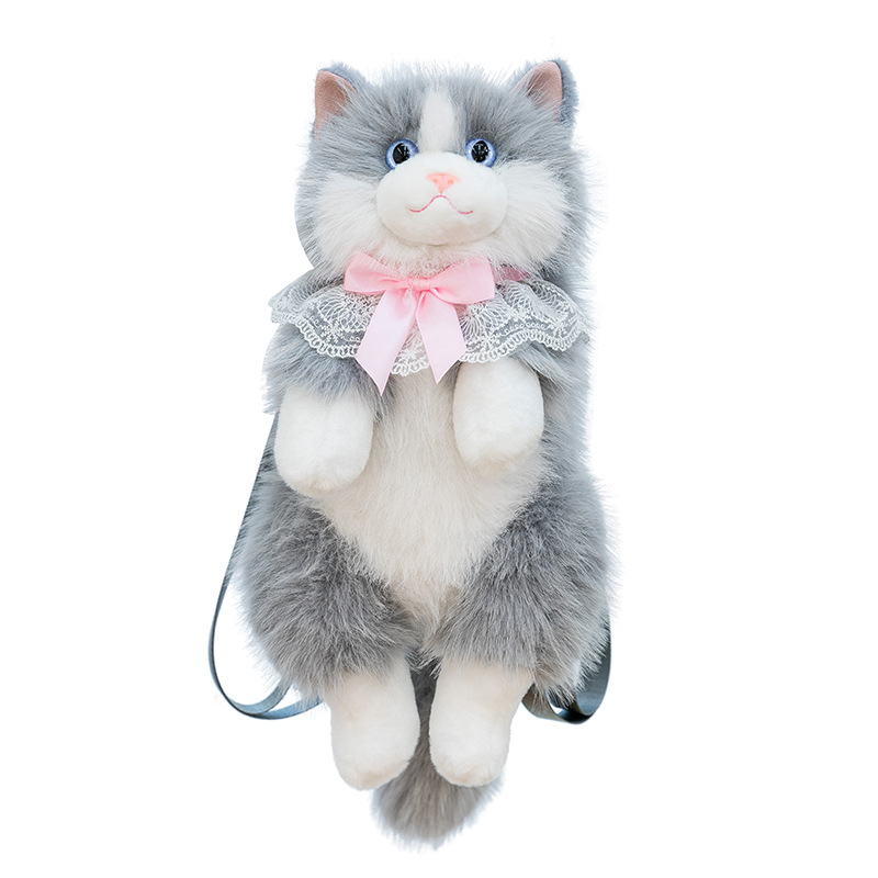 Simulated plush cat backpack doll, cute cat backpack doll, plush toy doll, girls' children's gift Item Picture