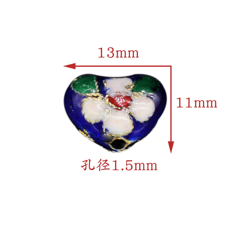 Traditional high-temperature cloisonne enamel filigree silver blue DIY jewelry accessory beads Cloisonne 13# chicken heart Item Picture