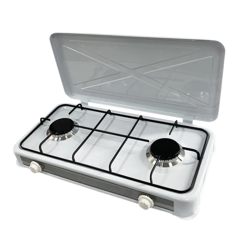 ATLAS双头燃气灶台式便携灶具出口家用猛火炉灶分火器配件白底实物图