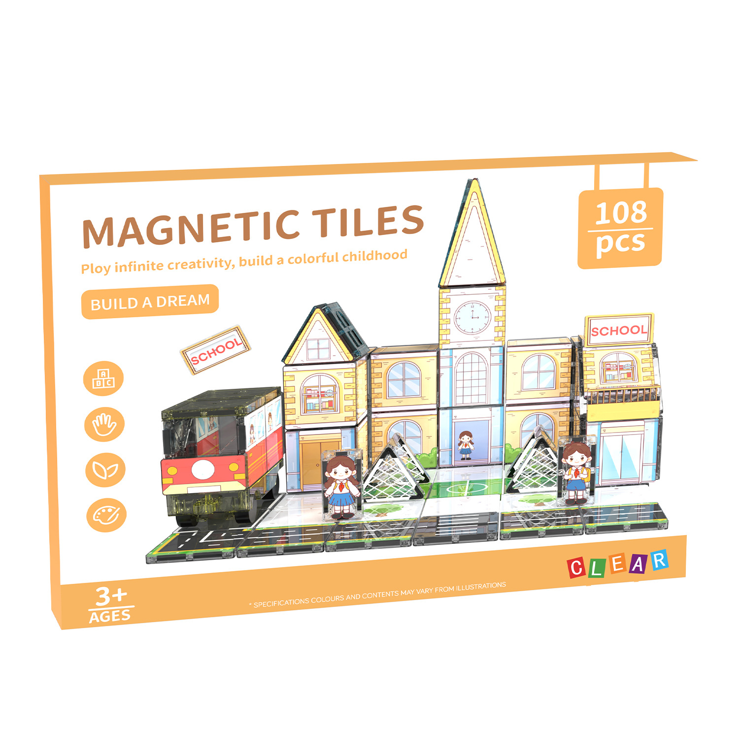 Cross-border School Time UV printing 7.5CM Large Color window magnetic sheet Theme scene color box set details Picture